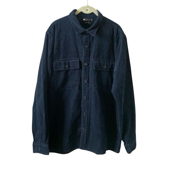 Le 31 Par Simons Overshirt Shacket Mens L Navy Long Sleeve Vision Organic Cotton - Picture 3 of 15
